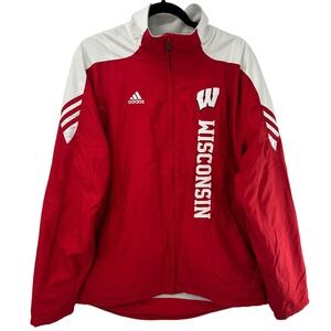 Adidas Wisconsin Badgers ClimaProof Full Zip College Athletic Jacket Coat Sz Med